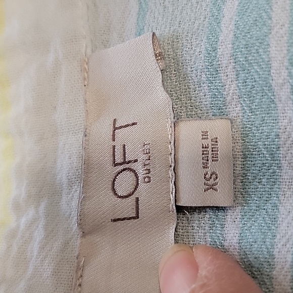 LOFT Outlet Size XS Washed Multi Color Striped Button Down Short Sleeve Shirt - Picture 10 of 11